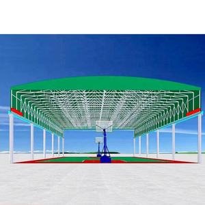 Grande auvent rétractable pour terrain de basketball, abri coulissant, auvent pour entrepôt logistique à rails suspendus - Structure métallique traitée naturellement - Product Image 1