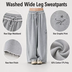<span class=keywords><strong>Pantaloni</strong></span> Sportivi da <span class=keywords><strong>Donna</strong></span> a Vita Alta e Gamba Larga con Elastico e Cordoncino - Product Image 3