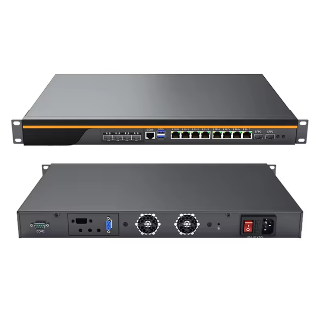 BKHD OEM 1U Rack Chassis Server 8LAN 6SFP 2nd 3rd Gen Intel Core I3 I5 I7 Network Appliance Firewall VPN Router Pfsense X86