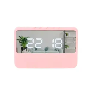 Reloj despertador de espejo LED Digital electrónico de pantalla grande de mesa de doble potencia para dormitorio y oficina