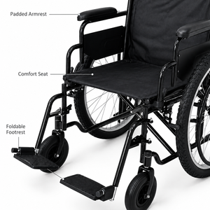 Silla de Ruedas Manual Económica con Marco Plegable, Ruedas Traseras Grandes y Asiento Acolchado para Ancianos, Discapacitados, Hospitales y Cuidado en el Hogar - Product Image 3