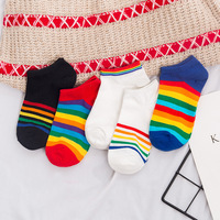Vente en gros de chaussettes de cheville unisexes en coton, écologiques, respirantes, à rayures, pour un usage quotidien décontracté