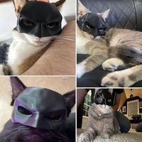 Costume de cosplay pour animaux de compagnie Avenger Bat Cat, en plastique, motif uni, pour l'été et l'hiver, accessoire masque et chapeau d'Halloween, convient à la plupart des chats et chiens