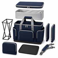 Grand sac isotherme pliable en toile marine avec bandoulière et poches avant pour le camping et la plage