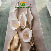 Plaques murales en marbre SPC UV 5D 3D à effet floral fluorescent brillant, imperméables, modernes, pour salle de bain, maison, hôtel, entrepôt, salle de sport