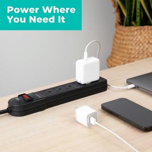 Protector de Sobretensión KMC de 6 Tomas, Paquete de 2, 900 Joules, Cable de Extensión de 4 Pies, Protección Contra Sobrecarga, 125V, Negro - Product Image 6