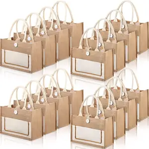 2024 Custom DIY craft blank reusable grocery bridal gift travel shopping waterproof handheld jute beach zipper bag