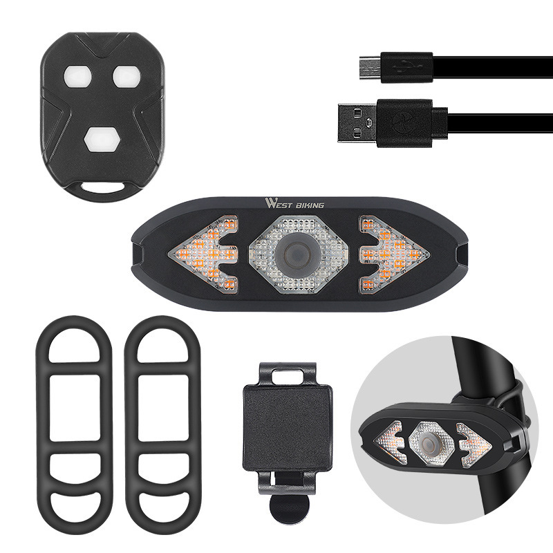 Fanale Posteriore Bici 5 In 1 - Luci Direzione, Freno, Clacson, Allarme, Ricaricabile USB-C