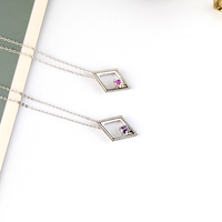 Collar con Colgante de Plata 925 de Lujo con Forma de Diamante y Circonita Mística, Joyería para Mujer, Suministro Directo de Fábrica