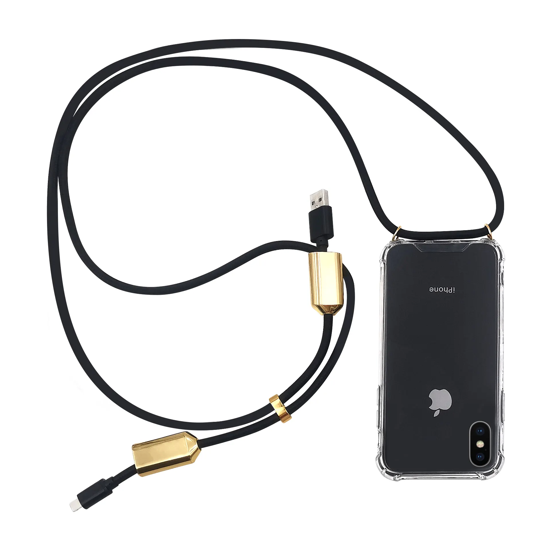 TENCHEN Capa de carregamento para celular com cabo de carregamento USB, capa de carregamento para celular, cordão de dados, capa transversal para iPhone, venda imperdível