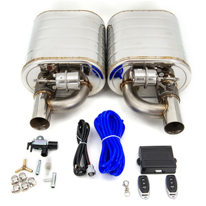 Kit de silencieux d'échappement oblique universel Top 2 "2.5" 3 "double en acier inoxydable avec soupape de décharge à distance sans fil sous vide - Product Image 1