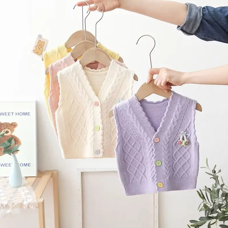 Mädchen Twist Weste Herbst neue Baby Kinder ausländischen Stil Pullover Strickjacke für Mädchen