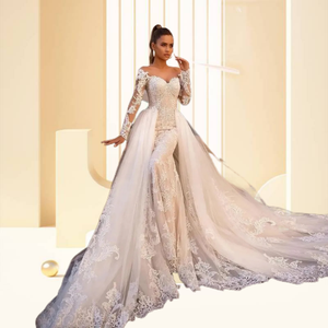 Robes de mariée blanches en dentelle pour femmes 2023, vente en gros, robes de mariée élégantes et sexy pour femmes 2022 - Product Image 5