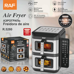 Friteuse à air numérique grande capacité 6L+6L 2800W, double couche, 2 paniers, avec fenêtre de visualisation - Product Image 2
