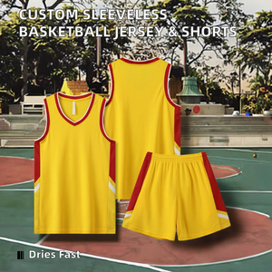 Ensemble de sport d'été respirant avec maillot de <span class=keywords><strong>basket</strong></span> sans manches et short, taille XL, techniques d'impression personnalisées - Product Image 2