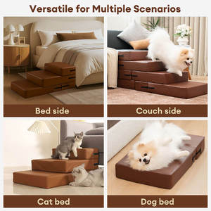 Waterdichte Wasbare Pu Lederen Modulaire Multi-Level Foam Pet Trappen Voor Kleine Hond, Opvouwbare Hond Trap Voor Hoge Bed Bank - Product Image 3