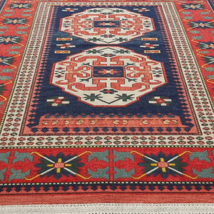 Auténtica Alfombra Kazaja Tribal Hecha a Mano de Lana 9x12, Anudada a Mano, Estilo Persa, Patrón Geométrico, Tejida para Decoración de Sala de Estar - Product Image 1