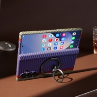Étui de protection magnétique à texture carbone de luxe avec support à charnière pour Samsung Z Fold 8 Ultra / 7 6 5 4 3 et film trempé