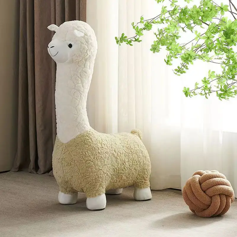 เก้าอี้สตูลสำหรับเด็ก,เก้าอี้โซฟาห้องนั่งเล่นรูปทรง Alpaca แบบเรียบง่ายไม่ลื่น