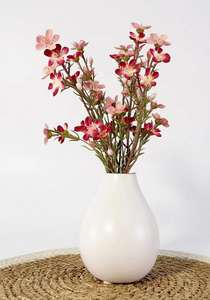 Flores Artificiais Premium de Inverno, Flor de Pulm de 5 Caules com Vaso de Cerâmica, Mini Flores de Inverno Artificiais - Product Image 5