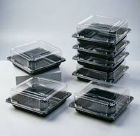 Grande boîte d'emballage jetable en plastique PET transparent pour l'épicerie, les supermarchés, les boulangeries, les pâtisseries, les gâteaux, conteneur de stockage