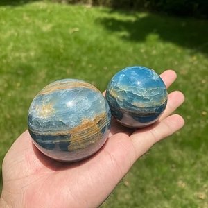 Sfera di Onice Blu in Stile Bohémien, Pietra Curativa Naturale per Decorazioni Uniche e Regali Festivi - Product Image 4