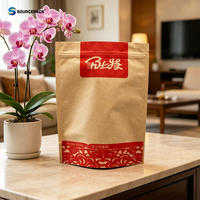 Bolsa de Papel Kraft con Logotipo Personalizado al por Mayor, Bolsa de Embalaje Marrón con Cierre Hermético para Alimentos, Aperitivos y Té