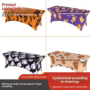 Tùy Chỉnh Bán Buôn Halloween Bí Ngô In Khăn Trải Bàn Dày Đàn Hồi Hàng Loạt Nhỏ Chế Biến Bảng Bìa - Product Image 3