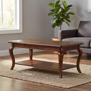 Traditional Farmhouse Wood Coffee <b>Table</b> with <b>Storage</b> Shelf Movable <b>Side</b> <b>Table</b> for Living Room Furniture - Product Image 4