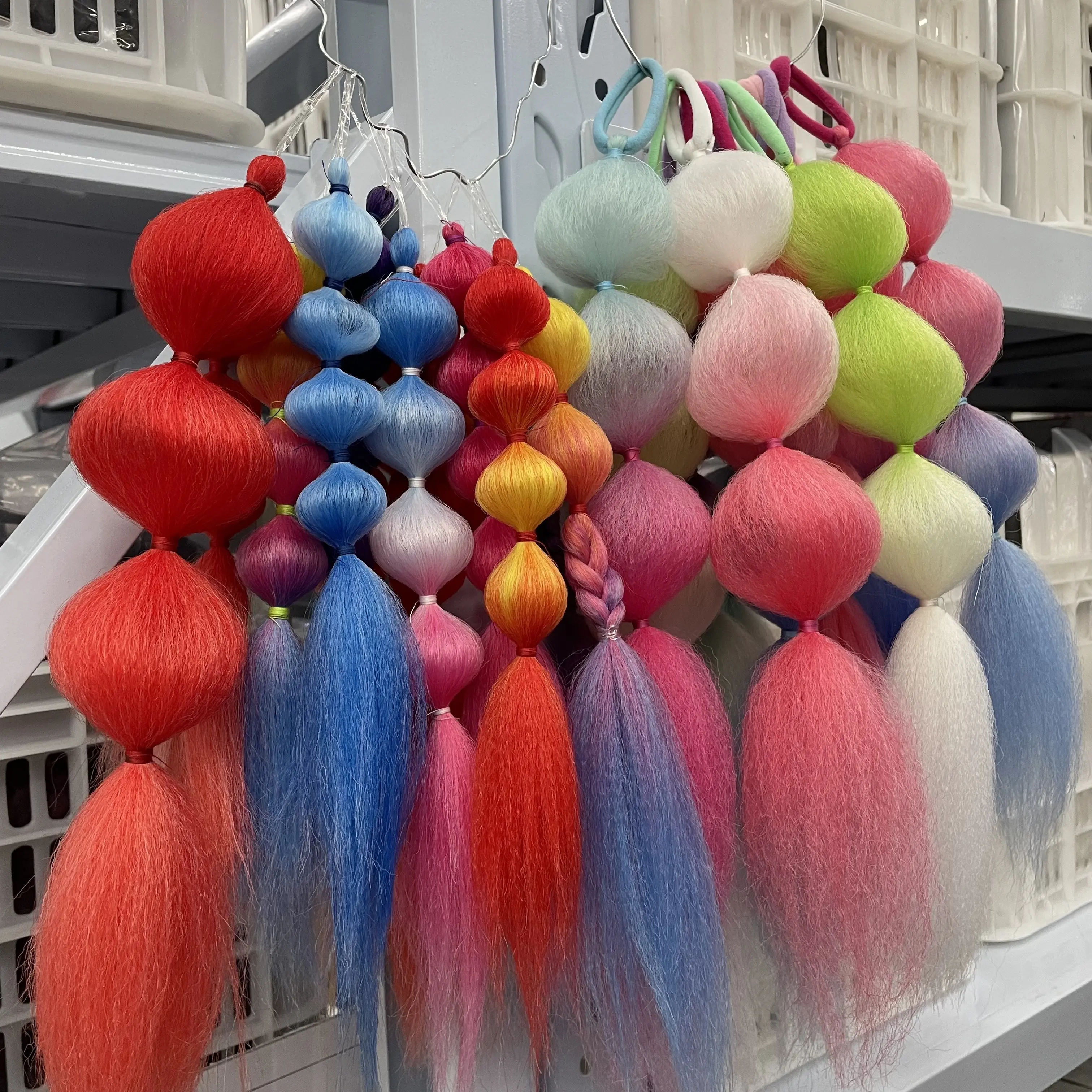 Moda colore gradiente coda di cavallo treccia estensioni lanterna bolla sintetica Ombre Twist intrecciare i capelli estensione coda di cavallo