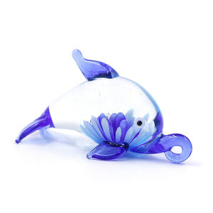 ジュエリー制作用 ムラーノランプワーク ハンドメイド アートグラス イルカペンダントネックレス - Product Image 3