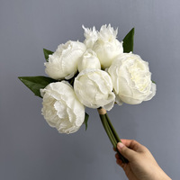 Bunga Peony Buatan 7 Tangkai 40cm Grosir untuk Dekorasi Pernikahan, Buket Peony Sentuhan Asli