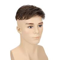 Vollständiges Spitzen-Toupet aus indischem Remy-Echthaar als Haarsystem für Männer, Perücke aus Echthaar ohne Klebstoff, vorgefertigt