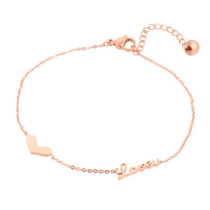 Bracelet en or rose avec lettre d'amour en forme de cœur, bijoux pour femmes, cadeau pour la Saint-Valentin - Product Image 5