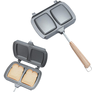 Popular <b>Portable</b> Sandwich Cake Mold Aluminium Roasting Pan Outdoor Use Two Side Breakfast Sandwich <b>Grill</b> Pan - Product Image 1