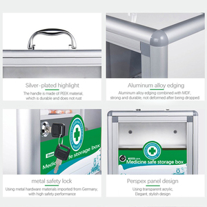 ארון אחסון קיר רב שכבתי מאלומיניום Glosen B014, ארון תרופות ביתי, עם ידית ומנעול - Product Image 5