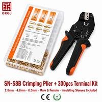 Prensa de crimpado manual de barril abierto SN-58B de alta resistencia + Kit de 300 terminales para cableado eléctrico automotriz OEM