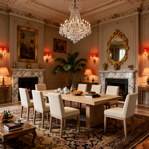 Домашний обеденный стол и стул набор роскошной гостиничной столовой мебель набор удобная квартира обеденный набор вилла обеденный стол и стулья - Product Image 1