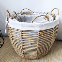 Panier de rangement en rotin de style campagnard, tressé à la main avec poignée, grande capacité pour organiser la chambre, l'hôtel, la salle de bain