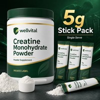 Poudre de créatine monohydrate en sachet individuel de 5 g pour la récupération après l'entraînement, marque privée