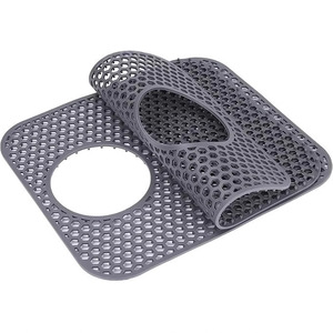 Tapis de protection d'évier en silicone, accessoire de cuisine pour drain arrière, pliable, antidérapant, résistant à la chaleur, grille pour le fond avec trous de drainage - Product Image 4