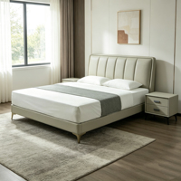 Lit moderne Leyi, nouveau design, réglable, taille King, cadre en métal, bois de pin, cuir véritable, écologique, garantie de trois ans