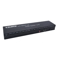 Répartiteur V2.0 1x16 4K HDMI2.0 HDCP2.2 avec extension IR, gestion EDID, RS232, microphone coaxial, conducteur en cuivre pur PVC, noir