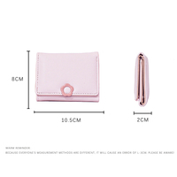 Dompet Kulit PU Ringan Baru Segar Manis Versi Korea, Lapisan Poliester, Warna Solid, Mini Tipis, Dompet Pendek Pelajar