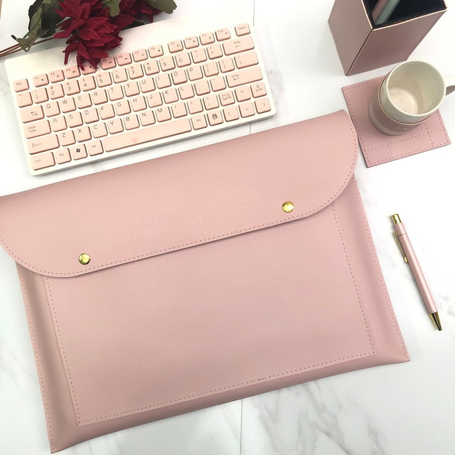 PU Leather Envelope Laptop Sleeve Durable Business Documents Holder File Pouch Computer Cover for Macbook
