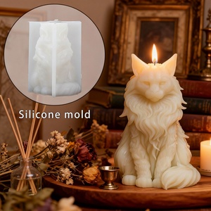 Molde de silicona DIY para adornos de gatos de pelo largo, gatos sentados y de pie, incienso, velas, yeso y jabón - Product Image 1