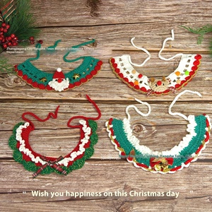 2023 natale <span class=keywords><strong>Pet</strong></span> sciarpa decorativa all'uncinetto fatto a mano colletto a maglia solido modello in pile carino ornamento per cane gatto inverno - Product Image 4