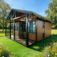 FLKT Maison préfabriquée de luxe pour escapades de week-end, conteneur mobile et extensible de 20 pieds, pour rétrocadeau de jardin, hôtel portable en acier