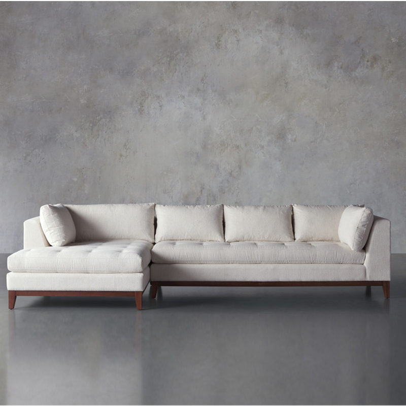 Wholesale cheap home furniture factory direct wood base fabric L shape chaise living room sofa