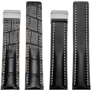 Luxury Soft Smooth Calfskin Full Grain Genuine Leather Watch Band 24mm 22mm Breitling Avenger Watch Straps Watch Bracelet